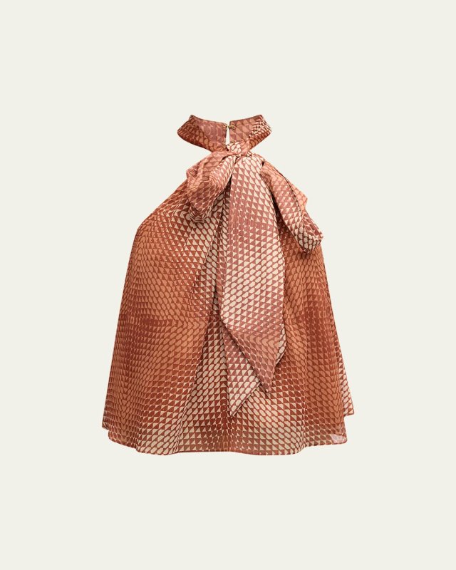 Boone Geometric Halter Tie Blouse